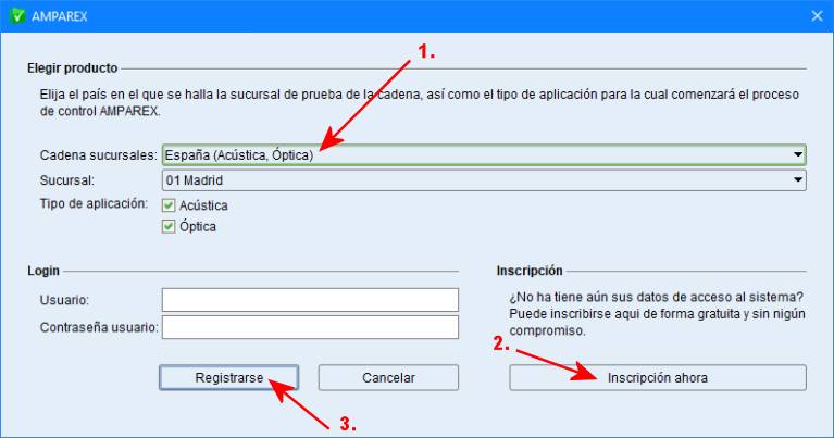 Diálogo de acceso a AMPAREX