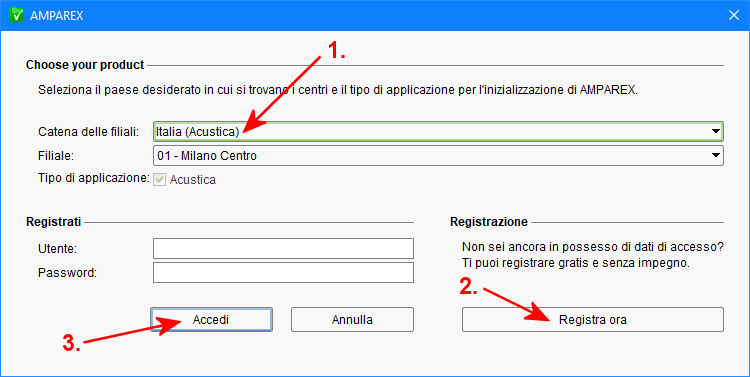 Dialogo di accesso AMPAREX